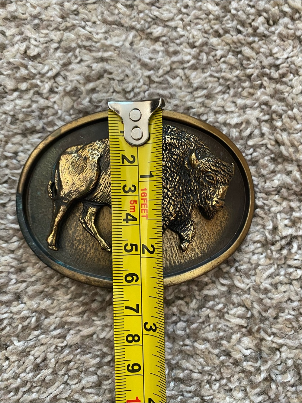 Vintage Made In USA Brass Belt Buckle Buffalo - Picture 6 of 6